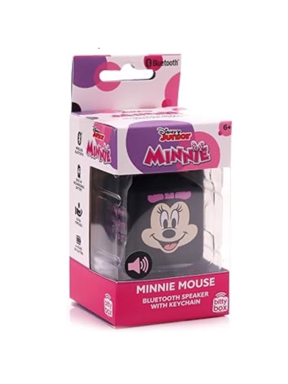 Bitty Boomers Bitty Box Disney Junior Minnie Mouse Bluetooth Speaker Keychain